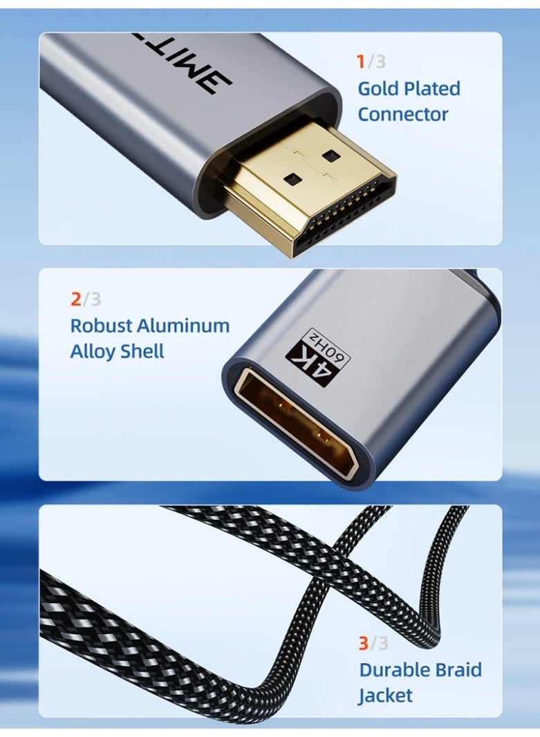 CABLETIME HDMI Male to DisplayPort Female Adapter 4K 60Hz With USB Power - Image 4